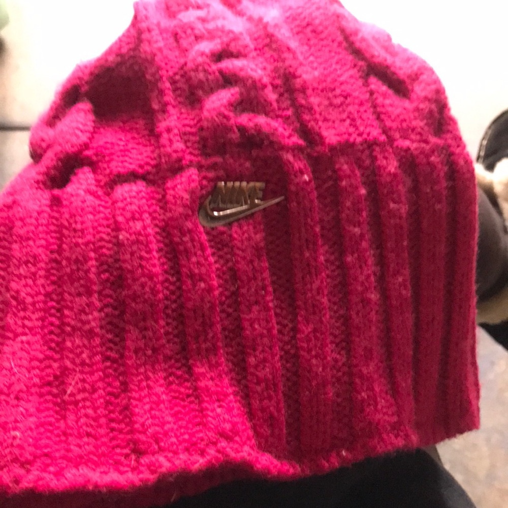 Nike Pink Ribbed Knit Beanie
